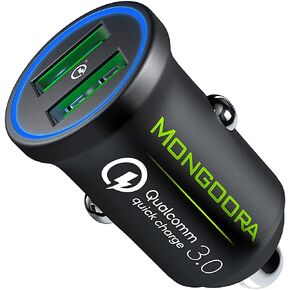 Mongoora Car Charger Adapter - Metal, Portable, 3.0 Car Chargers with Dual USB Ports and Fast Charging Technology - Compatible with iPhone 13 12 11 Pro Max X XR XS 8, iPad Air 2 3, Galaxy S10 S9 S8