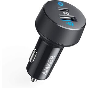 شاحن سيارة Anker USB C، شاحن سيارة سريع 30 وات بمنفذين من النوع C مع توصيل طاقة 18 وات و12 وات PIQ، PowerDrive PD 2 مع LED لهاتف iPhone 12/12 Pro/Mini / 11 / XS/Max/XR/X، Pixel، iPad ، و اكثر in Saudi Arabia
