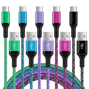 USB C Charger Cable Fast Charge C Type Charging Power Cord 5Pack 6FT for Samsung Galaxy S22/S21/S21 Ultra/S21+/S20 FE Note20 Ultra A53 A13 A03S A12 A51 A21 A71 A10E A32,Google Pixel 6a 6 Pro 5 4A 4 3A