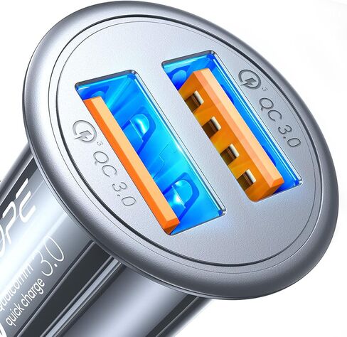 Super Fast Car Charger USB Fast Charge AINOPE Android Car Charger Adapter 45W All Metal Lighter USB Charger Quick Charge for iPhone 15/14/13/12/11pro/x/8/Samsung S24/S23/S22/S22+/Ultra/S21/Note 9 in Saudi Arabia