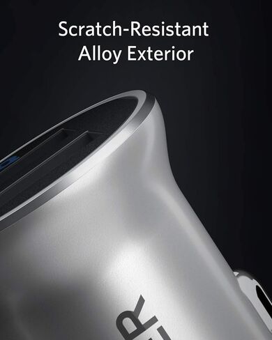 Anker 320 Car Charger (24W II), Mini Aluminum Alloy Dual USB with Blue LED for iPhone15 14 13 12 Series, iPad Pro/Air 2/Mini, Galaxy and More - Not Compatible with Quick Charge in Saudi Arabia