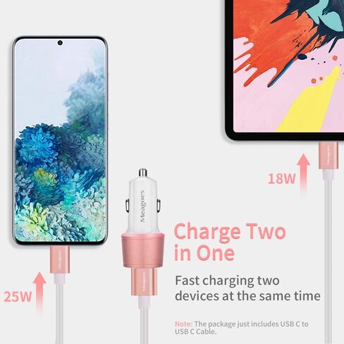 67.5W Car Charger USB C Super Fast Charging for iPhone 17/Samsung Android | for Galaxy S26/S25/iPhone 17 Pro Max/Air/16/,45W PPS USBC+ 22.5W USB Port,12V Cigarette Lighter Adapter, Type C Cable in Kuwait