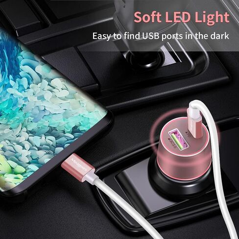 67.5W Car Charger USB C Super Fast Charging for iPhone 17/Samsung Android | for Galaxy S26/S25/iPhone 17 Pro Max/Air/16/,45W PPS USBC+ 22.5W USB Port,12V Cigarette Lighter Adapter, Type C Cable in Kuwait