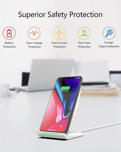 NANAMI Fast Wireless Charger, Wireless Charging Stand | Compatible iPhone 17/17 Air/16/15/15 Pro/15 Pro Max, Nightstand Phone Charger Dock for Samsung Galaxy S26/S26+/S25/S24 in Kuwait