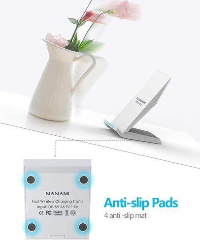 NANAMI Fast Wireless Charger, Wireless Charging Stand | Compatible iPhone 17/17 Air/16/15/15 Pro/15 Pro Max, Nightstand Phone Charger Dock for Samsung Galaxy S26/S26+/S25/S24 in Kuwait
