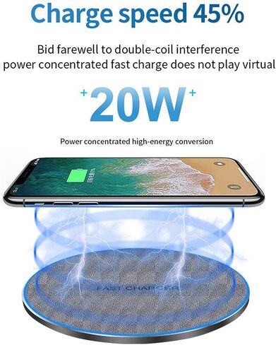 Fast Wireless Charger,20W Max Wireless Charging Induction Pad,Black in Kuwait