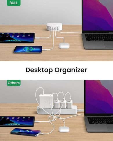 محطة شحن يو إس بي لسطح المكتب من بول بول مع 4 منافذ للهواتف الذكية وأجهزة آيباد وأقراص وباور بانك 5 أمبير 25 وات، سلك تمديد بطول 6 أقدام in Kuwait