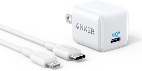 Anker Nano Charger, 20W PIQ 3.0 Durable Compact Fast Charger with 6ft USB-C to Lightning Cable (MFi Certified), PowerPort III USB-C Charger for iPhone 12/12 Mini/12 Pro/12 Pro Max/iPad Pro, and More in Saudi Arabia