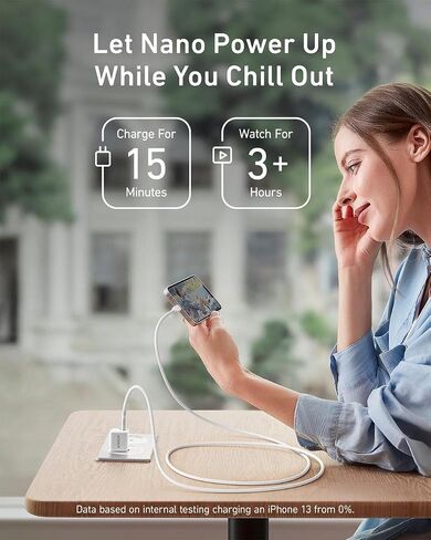 Anker Nano Charger, 20W PIQ 3.0 Durable Compact Fast Charger with 6ft USB-C to Lightning Cable (MFi Certified), PowerPort III USB-C Charger for iPhone 12/12 Mini/12 Pro/12 Pro Max/iPad Pro, and More in Saudi Arabia
