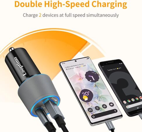 شاحن سيارة USB C سريع، متوافق مع Google Pixel 7/7 Pro/6/6a/6 Pro/5a/5/4a/4/4 XL/3 XL/3/3a XL/3a/2، توصيل طاقة 30 وات وسريع محول سيارة Charge 3.0 (يتضمن كابل شحن سريع من النوع C بطول 3.3 قدم) in Kuwait