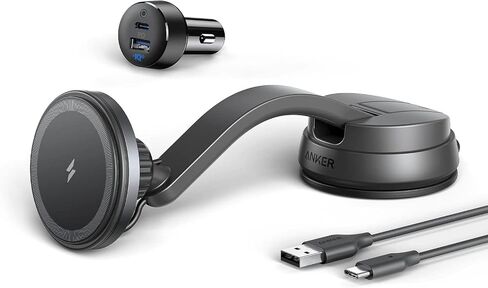 Anker Magnetic Wireless Charger (MagGo), 613 Car Charging Mount with 2-Port USB Car Charger, 5 ft USB-C to USB-A Cable, Strong Magnetic Alignment only for iPhone 13, 13 Pro, 13 Pro Max, 13 Mini, 12 in Saudi Arabia