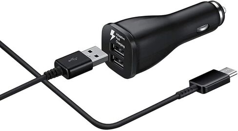 Samsung Super Fast Dual Car Charger (45W+15W) Dual Ports USB-C & USB-A - Black - EP-L5300XBEGWW in Saudi Arabia