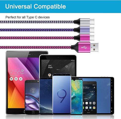 كابل USB من نوع C للشحن السريع 3 حزم متوافقة مع موتو جي ستايلس / تشغيل / طاقة (2021)، رازر، G9 باور/بلس/بلاي، سامسونج جالاكسي S22/S21/S20 Fe Ultra 5G، S10، نوت 20/9 A51 A12 A10E A03S A13 A53 in Saudi Arabia