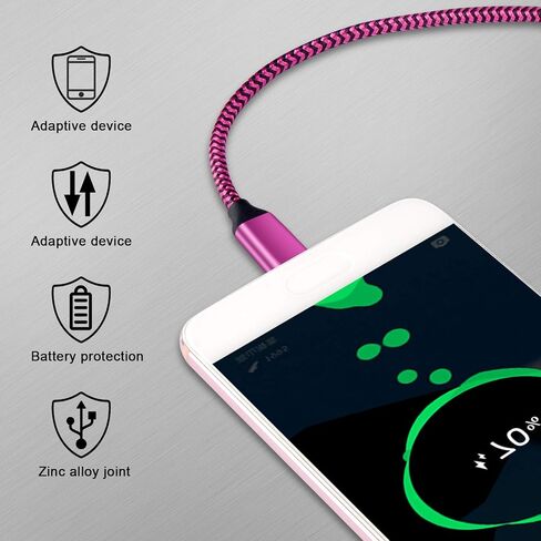 كابل USB من نوع C للشحن السريع 3 حزم متوافقة مع موتو جي ستايلس / تشغيل / طاقة (2021)، رازر، G9 باور/بلس/بلاي، سامسونج جالاكسي S22/S21/S20 Fe Ultra 5G، S10، نوت 20/9 A51 A12 A10E A03S A13 A53 in Saudi Arabia