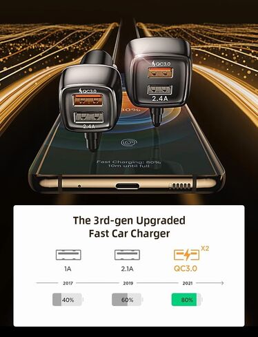 AINOPE Family Car Charger, [2022 Upgraded] Fast Car Charger Adapter [4 Ports 60W], QC 3.0 Car Charger, USB Car Charger Cigarette Lighter Adapter Compatible for iPhone Samung iPad MacBook Fire Tablet in Saudi Arabia