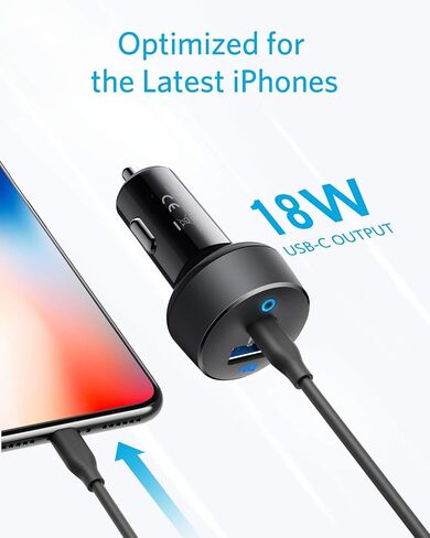 Anker USB C Car Charger, 30W 2-Port Type C Fast Car Charger with 18W Power Delivery and 12W PIQ, PowerDrive PD 2 with LED for iPhone 12/12 Pro/Mini / 11 / XS/Max/XR/X, Pixel, iPad, and More in Saudi Arabia