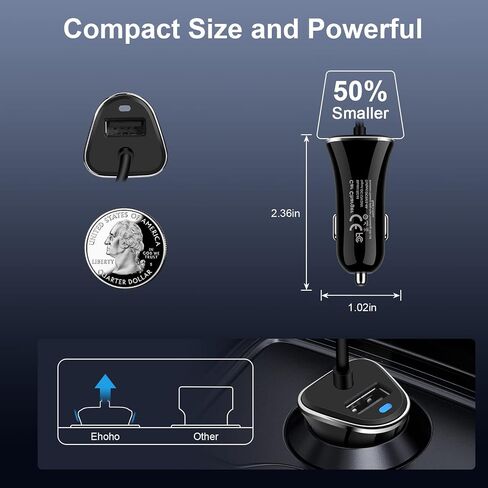 Android Type C Fast Car Charger for Samsung Galaxy Z Fold 4 Z Flip 4 A53 A13 A03s A32 A52 S21 FE S22 Ultra S20 FE Note 20,3.4A Fast Car Charging Cigarette Lighter Adapter with 3ft USB C Coiled Cable in Saudi Arabia