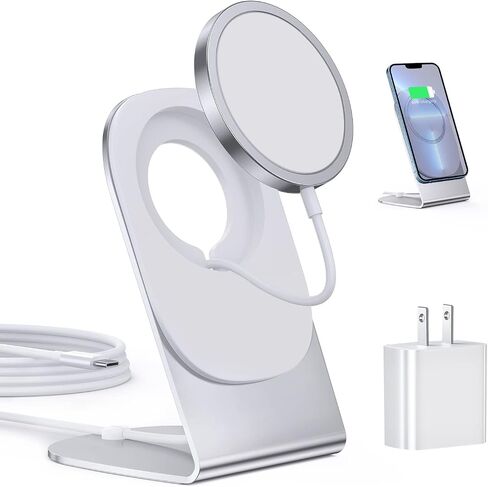 Magnetic Wireless Charger Mag-Safe Charger for iPhone 14/13/12 Series Convertible Magnet Wireless Charging Stand/Pad with 20W Adapter 5ft Cable for iPhone 14 13 12 Pro/Max/Plus/Mini AirPods Pro/3/2 in Saudi Arabia
