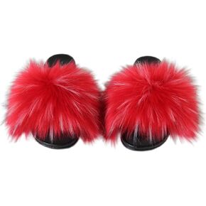 Sedutmo Women Faux Fur Slippers Fuzzy Vegan Feather Slides Fluffy Open Toe Sandals Indoor Outdoor in Saudi Arabia