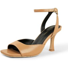 Arromic أسود عاري أبيض كعب المرأة عالية الكعب 3.14 بوصة Stiletto مربع مفتوح اصبع القدم حزام الكاحل مشبك مثير صنادل كعب الخريف الزفاف ضيوف فستان حفلة كوكتيل ملهى ليلي العودة للوطن عيد الميلاد Strappy حذاء بكعب in Kuwait