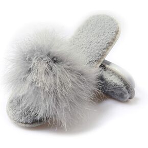 Fur Story Women's Furry Slippers Open Toe Fuzzy Slippers Memory Foam Fluffy House Sandal in Kuwait