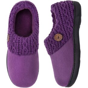 EverFoams Women's Warm Memory Foam House Shoes Indoor Outdoor Winter Slippers with Rubber Bottom