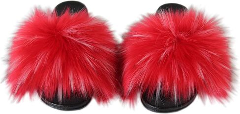 Sedutmo Women Faux Fur Slippers Fuzzy Vegan Feather Slides Fluffy Open Toe Sandals Indoor Outdoor in Saudi Arabia