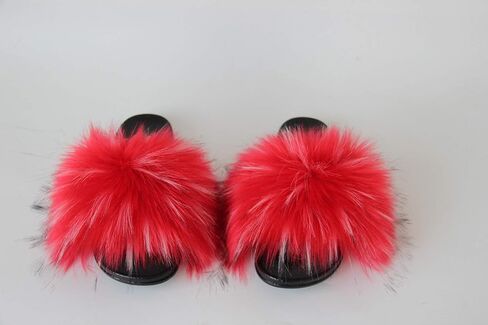 Sedutmo Women Faux Fur Slippers Fuzzy Vegan Feather Slides Fluffy Open Toe Sandals Indoor Outdoor in Saudi Arabia