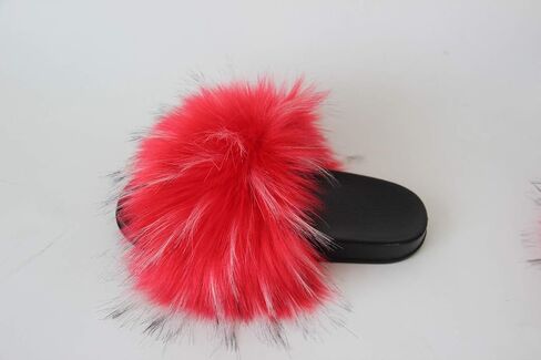 Sedutmo Women Faux Fur Slippers Fuzzy Vegan Feather Slides Fluffy Open Toe Sandals Indoor Outdoor in Saudi Arabia