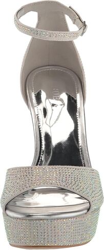 GUESS Women's CADLY Heeled Sandal, Silver Shimmer 040, 8.5 in Saudi Arabia