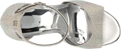 GUESS Women's CADLY Heeled Sandal, Silver Shimmer 040, 8.5 in Saudi Arabia