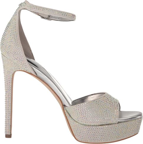 GUESS Women's CADLY Heeled Sandal, Silver Shimmer 040, 8.5 in Saudi Arabia