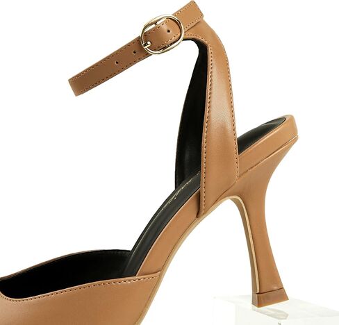 Arromic أسود عاري أبيض كعب المرأة عالية الكعب 3.14 بوصة Stiletto مربع مفتوح اصبع القدم حزام الكاحل مشبك مثير صنادل كعب الخريف الزفاف ضيوف فستان حفلة كوكتيل ملهى ليلي العودة للوطن عيد الميلاد Strappy حذاء بكعب in Kuwait