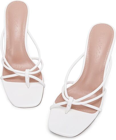 LAICIGO Women’s Square Open Toe Flip Flops Stiletto Heels Strappy Thong Slide on Slingback Mules Sandals in Saudi Arabia
