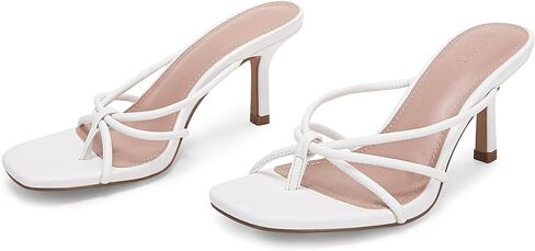 LAICIGO Women’s Square Open Toe Flip Flops Stiletto Heels Strappy Thong Slide on Slingback Mules Sandals in Saudi Arabia