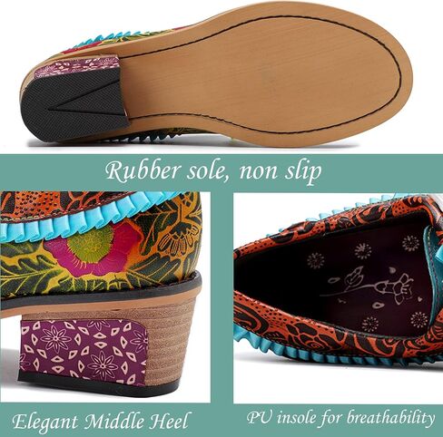 Riutiru Women's Handmade Lambskin Oxford Loafers Shoes with Retro Ethnic Printed Style, Brock Design for Casual and Fashion Collegiate Style in Kuwait