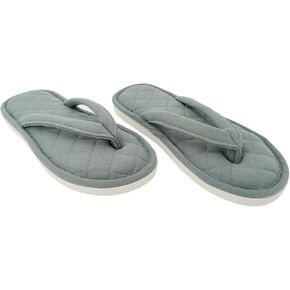 ofoot Women's Cozy Cotton Spa Thong Flip Flops House Slippers,Thick Memory Foam Open Toe Slip On Indoor Shoes