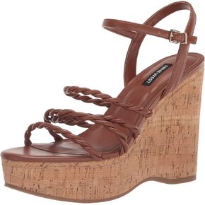 NINE WEST Women's RENEST Wedge Sandal, Brown 200, 6 in Saudi Arabia