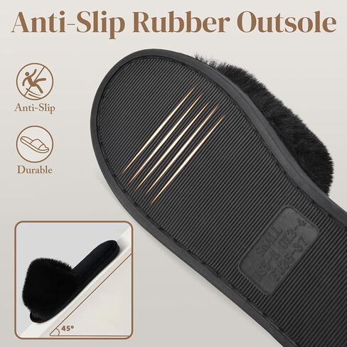 شبشب نسائي مفتوح من الأمام مريح فروي سبا مسطح منفوش غامض حذاء منزلي داخلي سهل الارتداء في الهواء الطلق شبشب منزلي in Kuwait