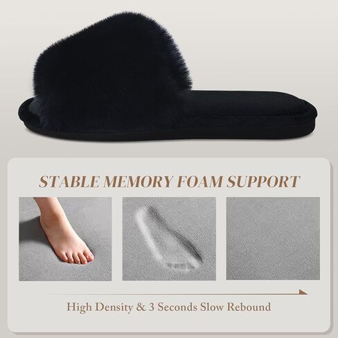 شبشب نسائي مفتوح من الأمام مريح فروي سبا مسطح منفوش غامض حذاء منزلي داخلي سهل الارتداء في الهواء الطلق شبشب منزلي in Kuwait