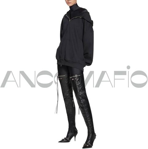 Knee High Boots for Women Stiletto Heel Studded Boots Pointed Toe Rivets Tassel Boot Sexy High Heel Punk Boots Zipper in Saudi Arabia