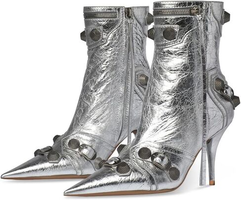 Knee High Boots for Women Stiletto Heel Studded Boots Pointed Toe Rivets Tassel Boot Sexy High Heel Punk Boots Zipper in Saudi Arabia