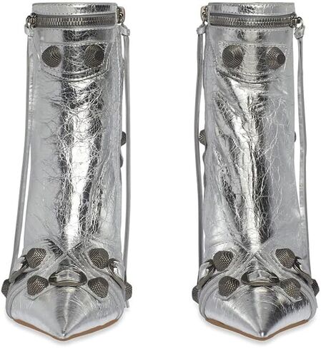 Knee High Boots for Women Stiletto Heel Studded Boots Pointed Toe Rivets Tassel Boot Sexy High Heel Punk Boots Zipper in Saudi Arabia