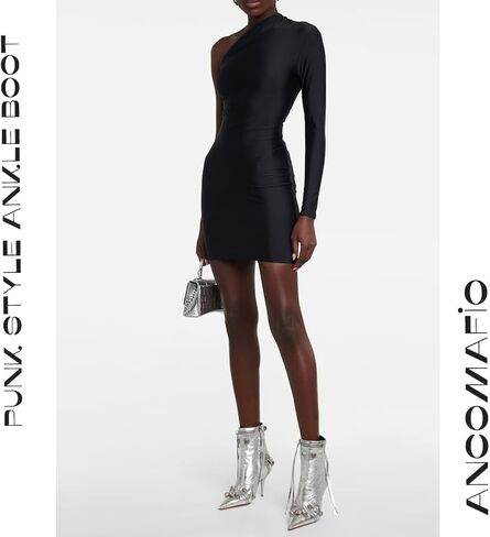 Knee High Boots for Women Stiletto Heel Studded Boots Pointed Toe Rivets Tassel Boot Sexy High Heel Punk Boots Zipper in Saudi Arabia