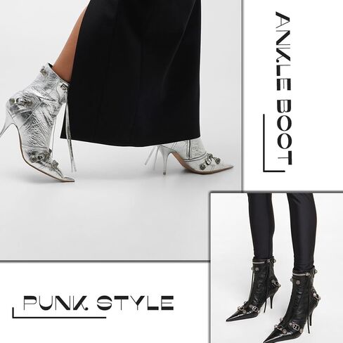 Knee High Boots for Women Stiletto Heel Studded Boots Pointed Toe Rivets Tassel Boot Sexy High Heel Punk Boots Zipper in Saudi Arabia