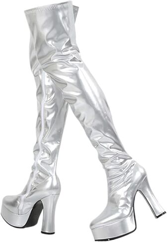 Vujkliy Women's Chunky Heel Thigh High Boots,Sexy Role Play Over The Knee-High Boots,Fashion Show Stage Party Models Pole Dance Shoes in Kuwait