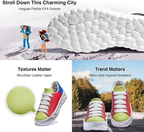 UIN Women's Fashion Sneakers Lightweight Walking Casual Slip Ons Art Painted Athletic Travel Skate Shoes Las Ramblas in Kuwait