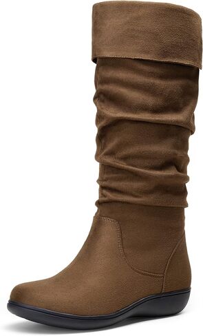 Women's Flat Knee High Boots with Slouch Shaft 942 | Casual dress boot look, softly slouched shaft, round toe, pairs with jeans, leggings and skirts in Saudi Arabia