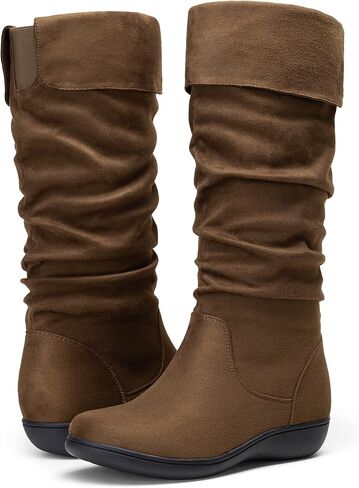 Women's Flat Knee High Boots with Slouch Shaft 942 | Casual dress boot look, softly slouched shaft, round toe, pairs with jeans, leggings and skirts in Saudi Arabia