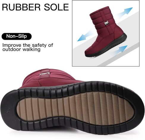 حذاء SWQZVT نسائي للثلج للشتاء بطول منتصف الساق وسحاب مقاوم للماء حذاء كلاريت 9 in Kuwait